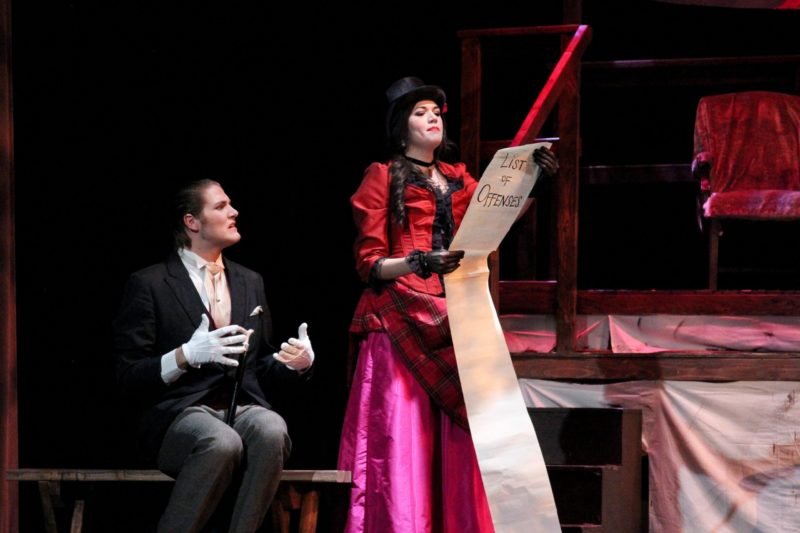 Two drama students on stage
