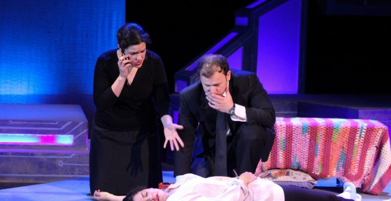 Drama students performing on stage