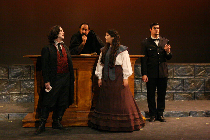Drama students performing on stage