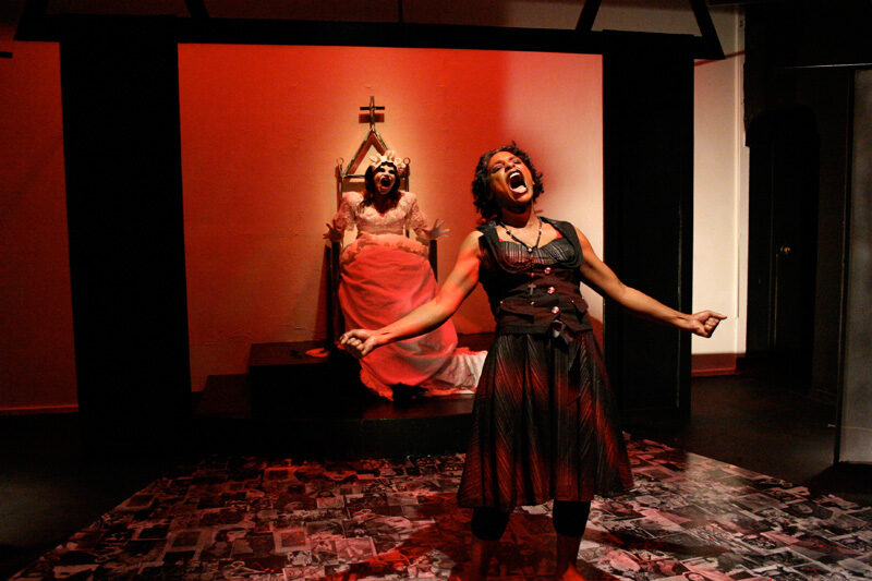 Drama students performing on stage