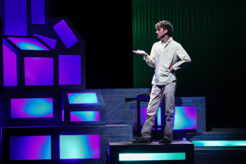 Drama students performing on stage