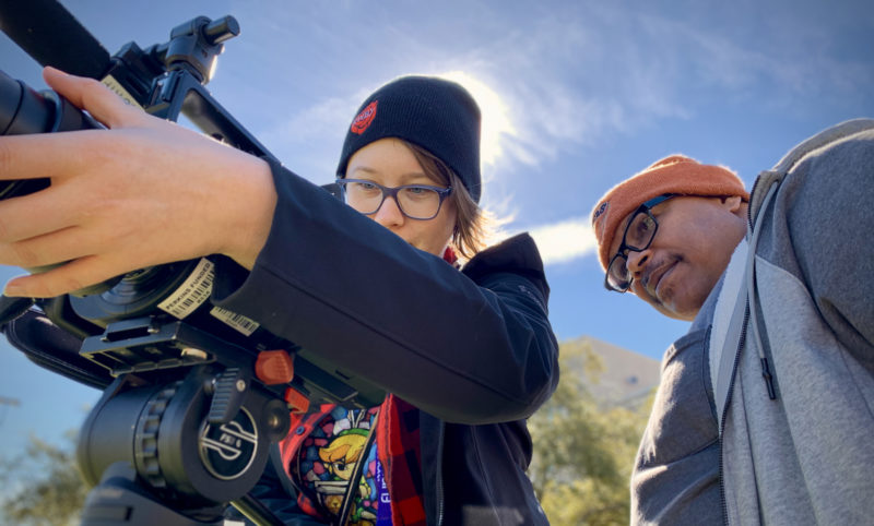 RTF Students learning to use equipment.