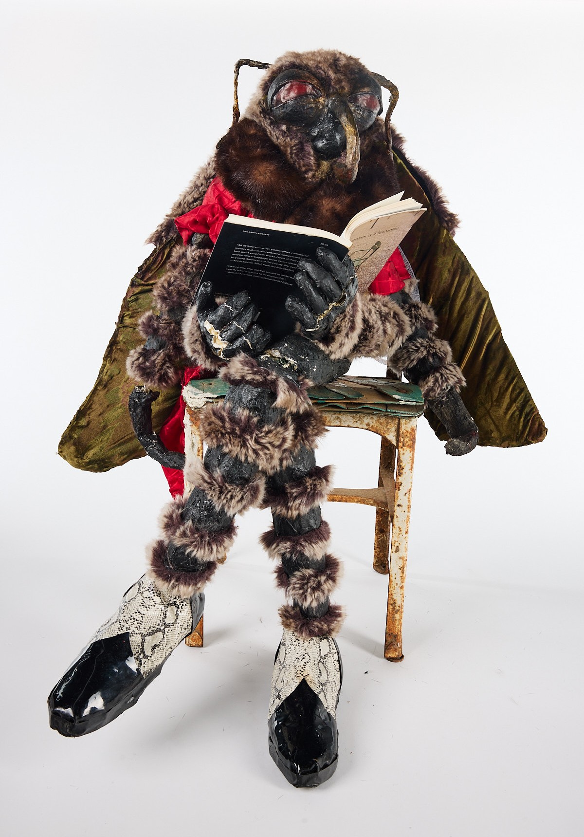 Stacia Lake, Mothman Retires, 2023,  papier-mâché, 24 x 24 x 12 in.